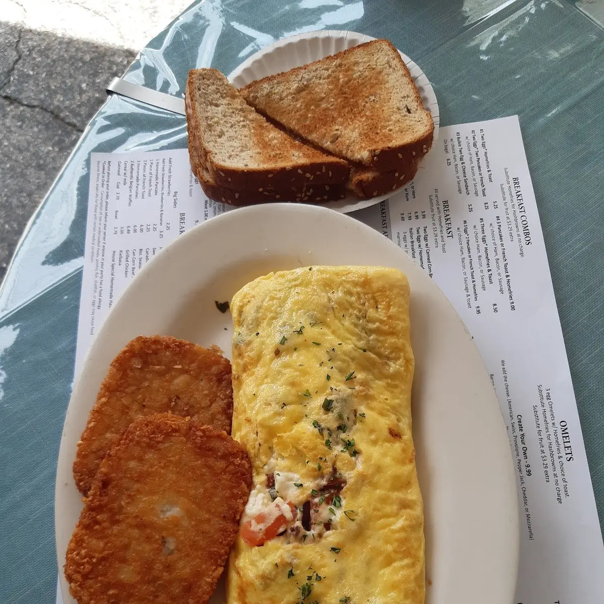 Greek Omelette with Hash Browns