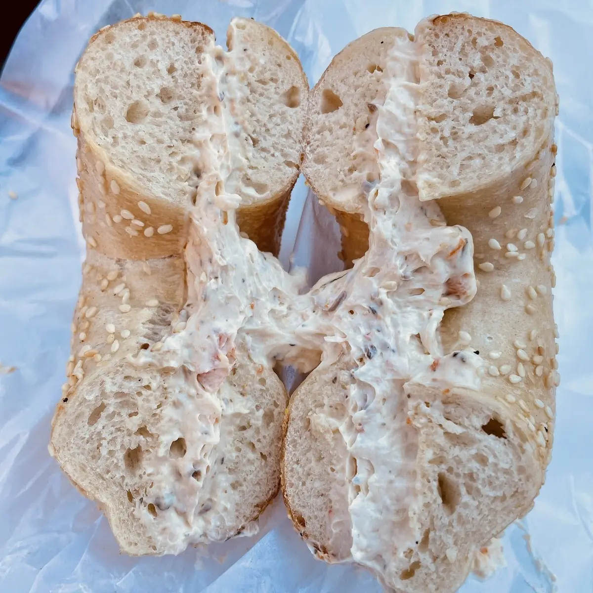 Sesame Bagel with Roasted Veggie Cream Cheese