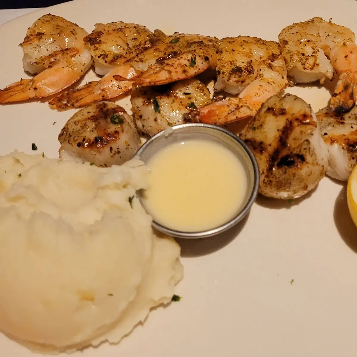 Steak and Lobster with Mashed Potatoes and Broccoli