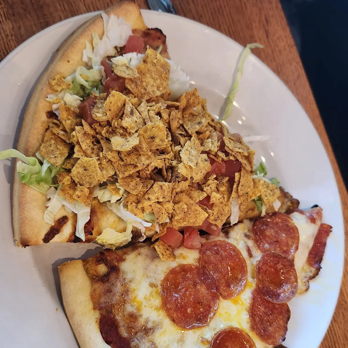 Taco Pizza and Pepperoni Pizza