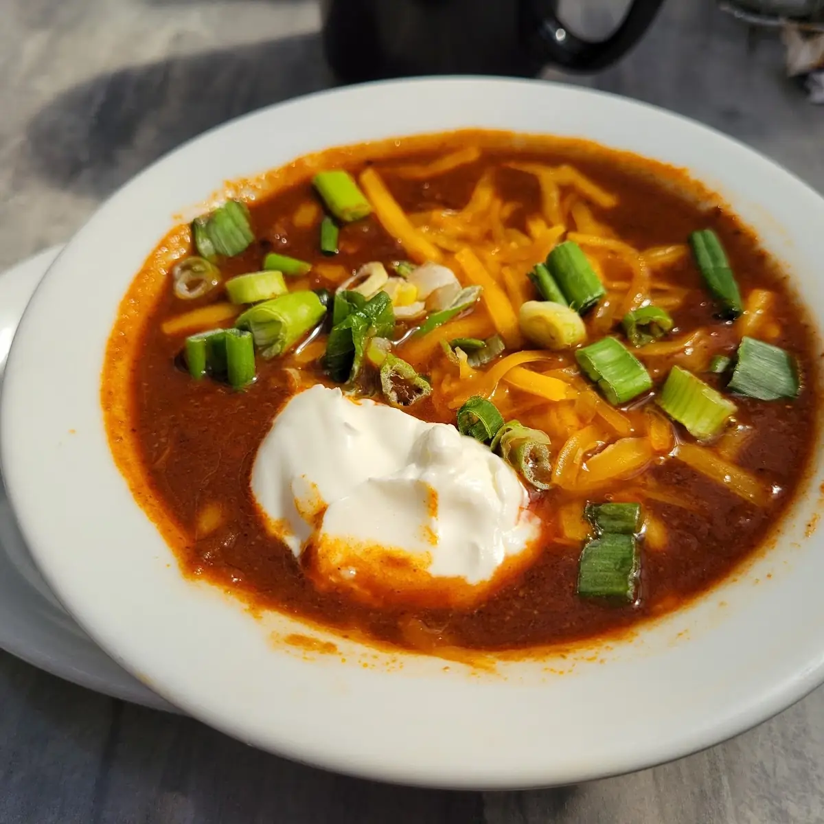 Chili with Cheese and Sour Cream