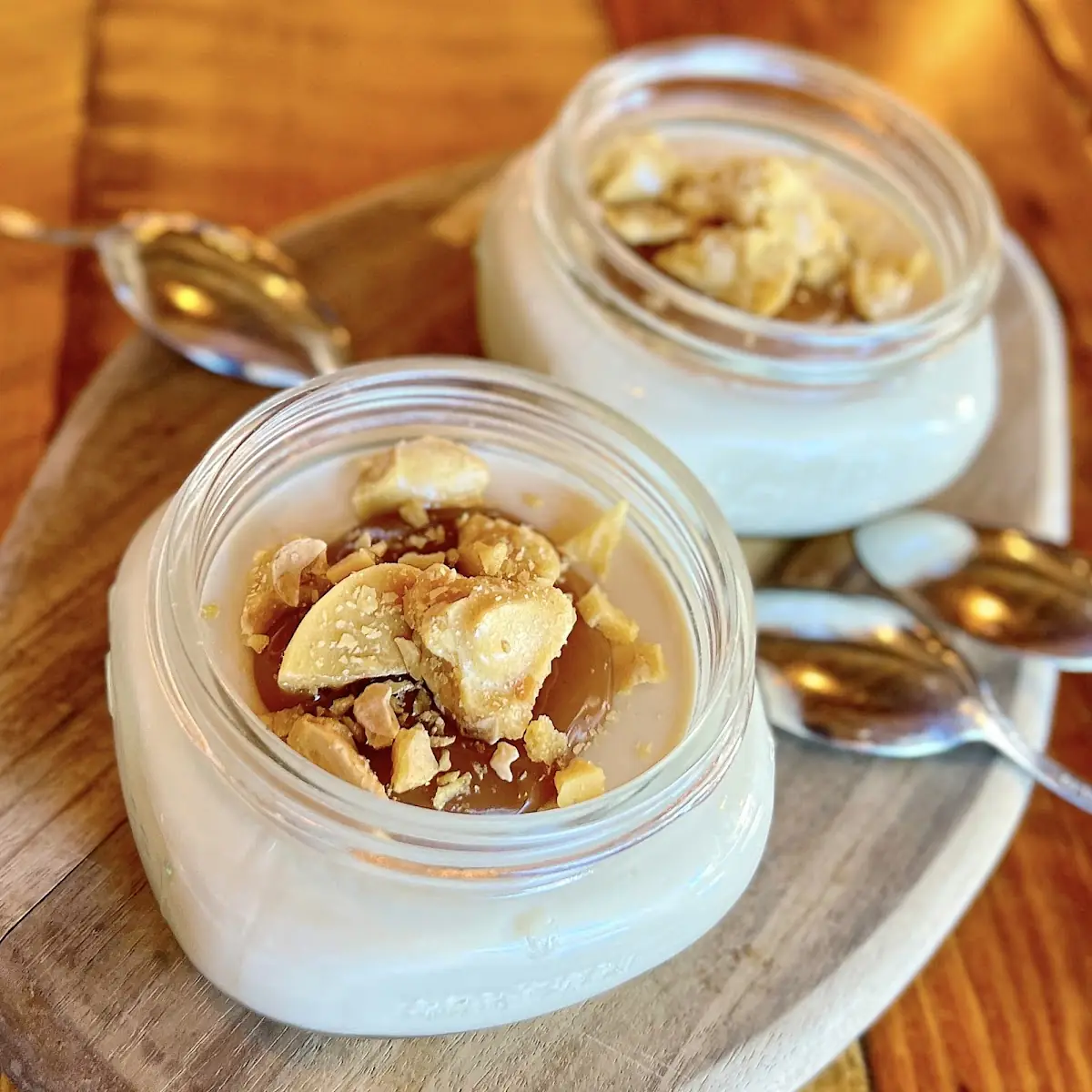Butterscotch Pudding with Peanut Brittle