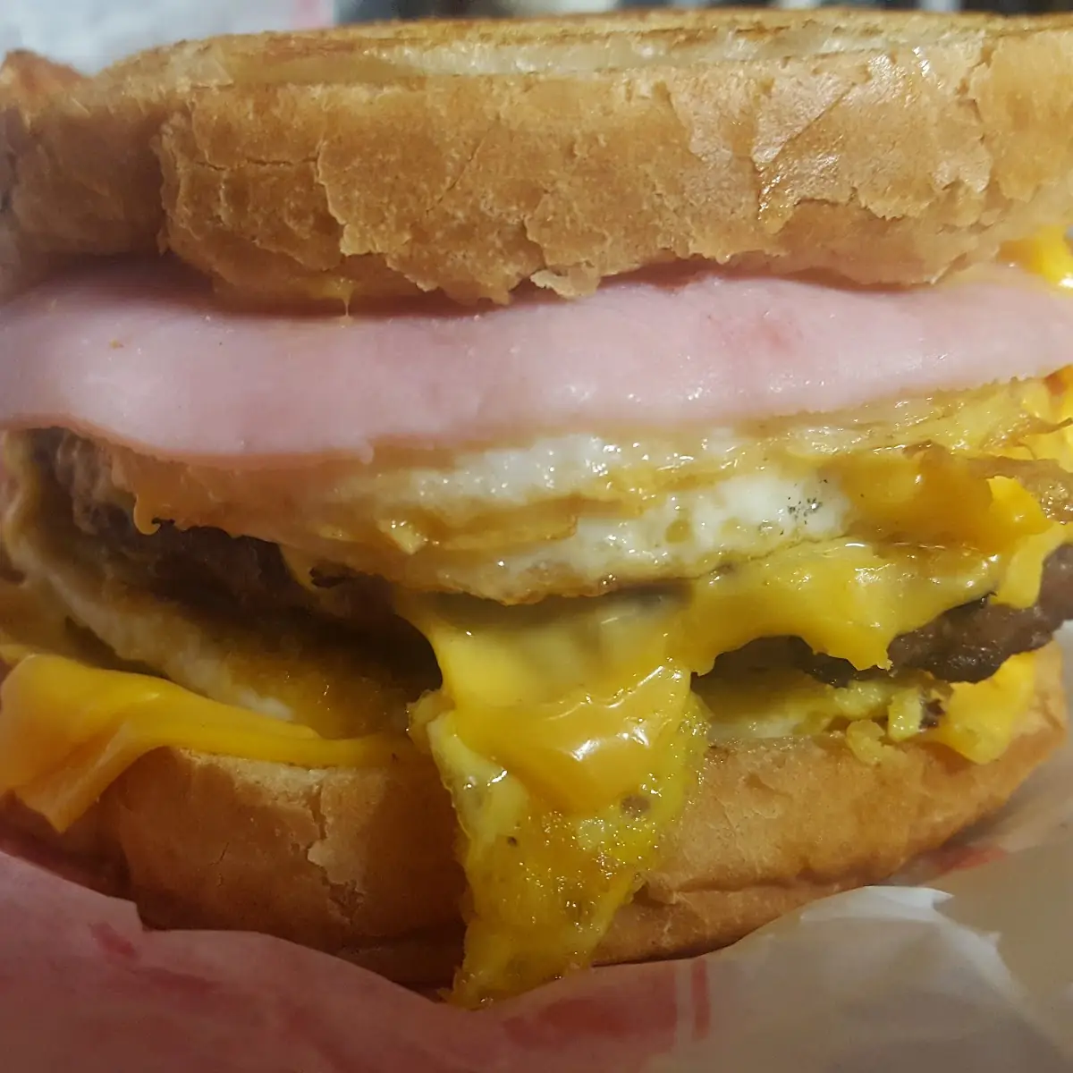 Loaded Breakfast Sandwich w Extra Egg Extra Cheese & Burger Pattie