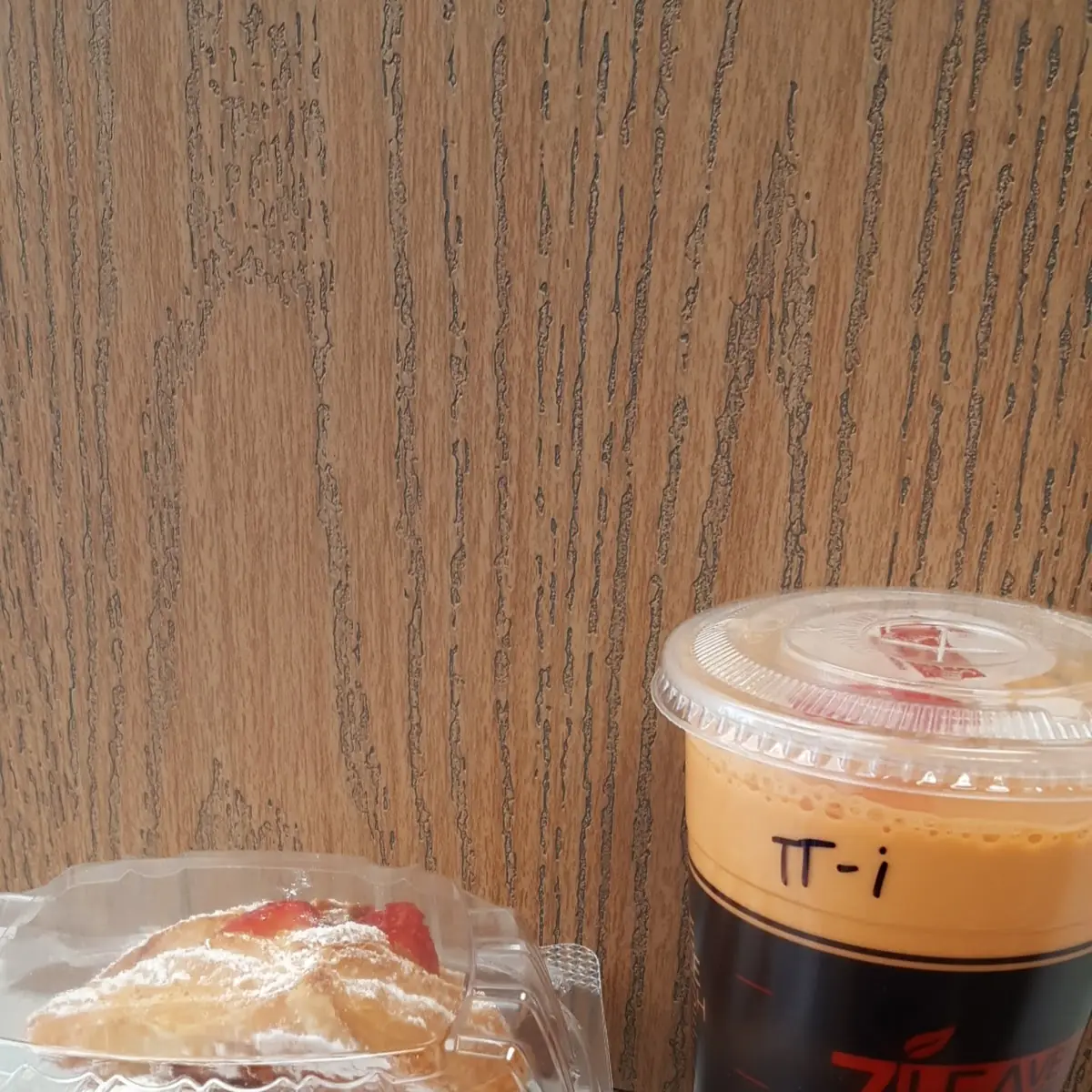 Thai Iced Tea and Strawberry Croissant