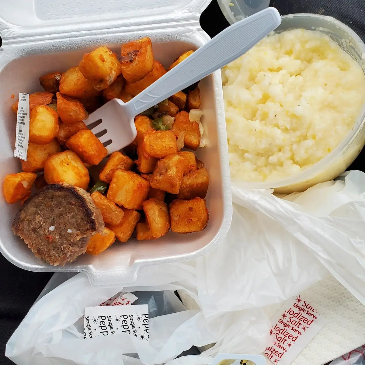 Grits Turkey Sausage Patty and Potatoes