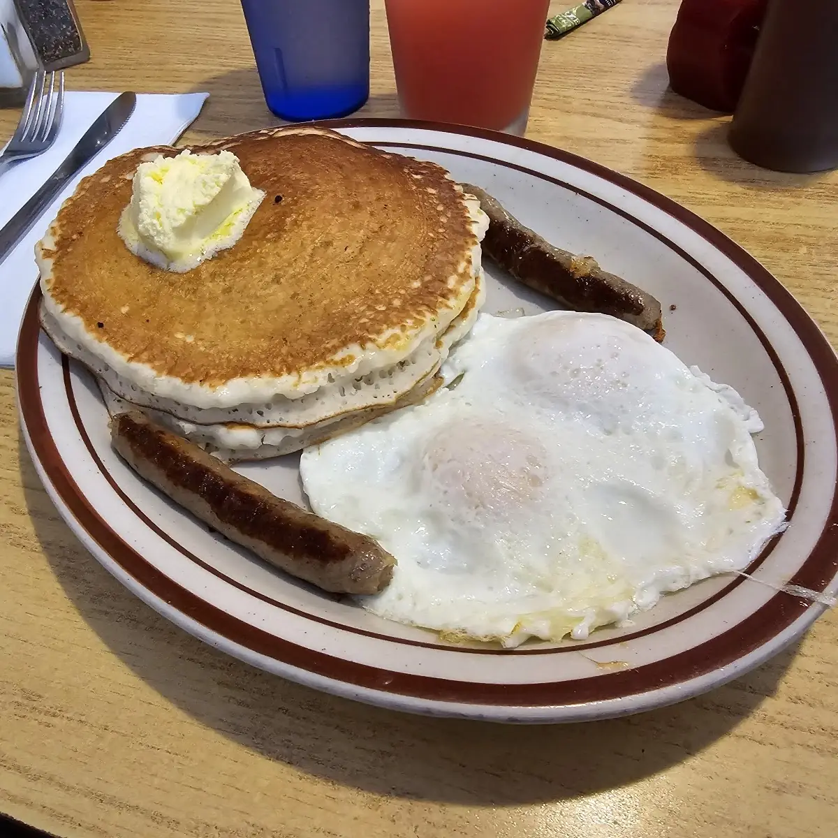 Pancakes Eggs and Hash Browns