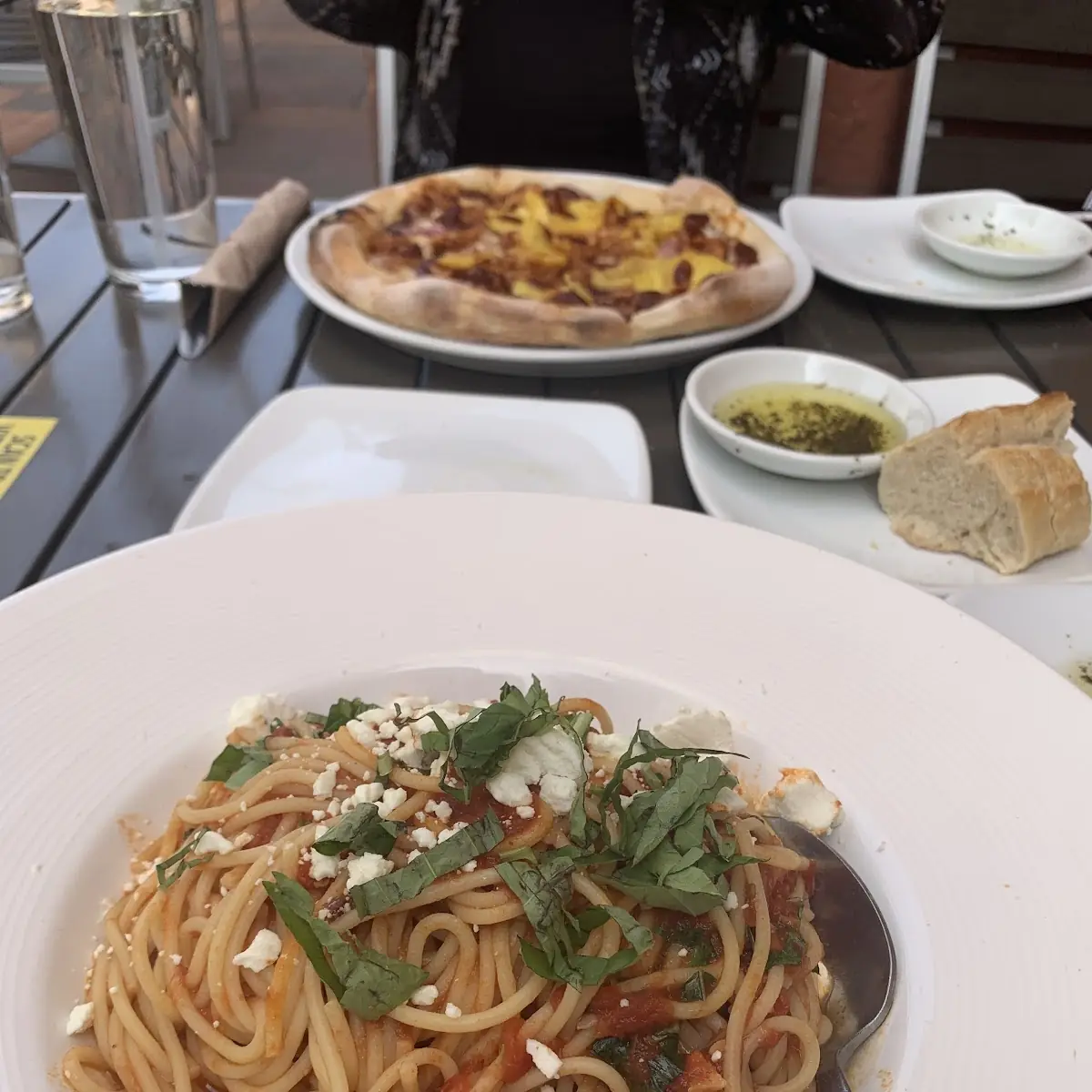 Tomato Basil Spaghetti with Goat Cheese