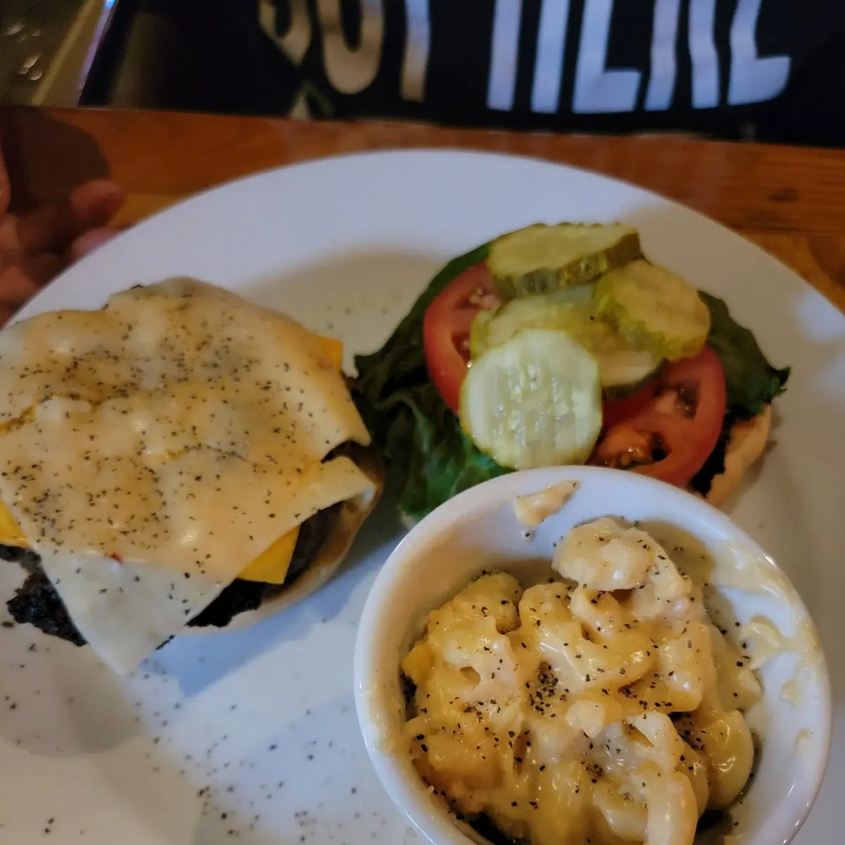 Burger and Mac and Cheese