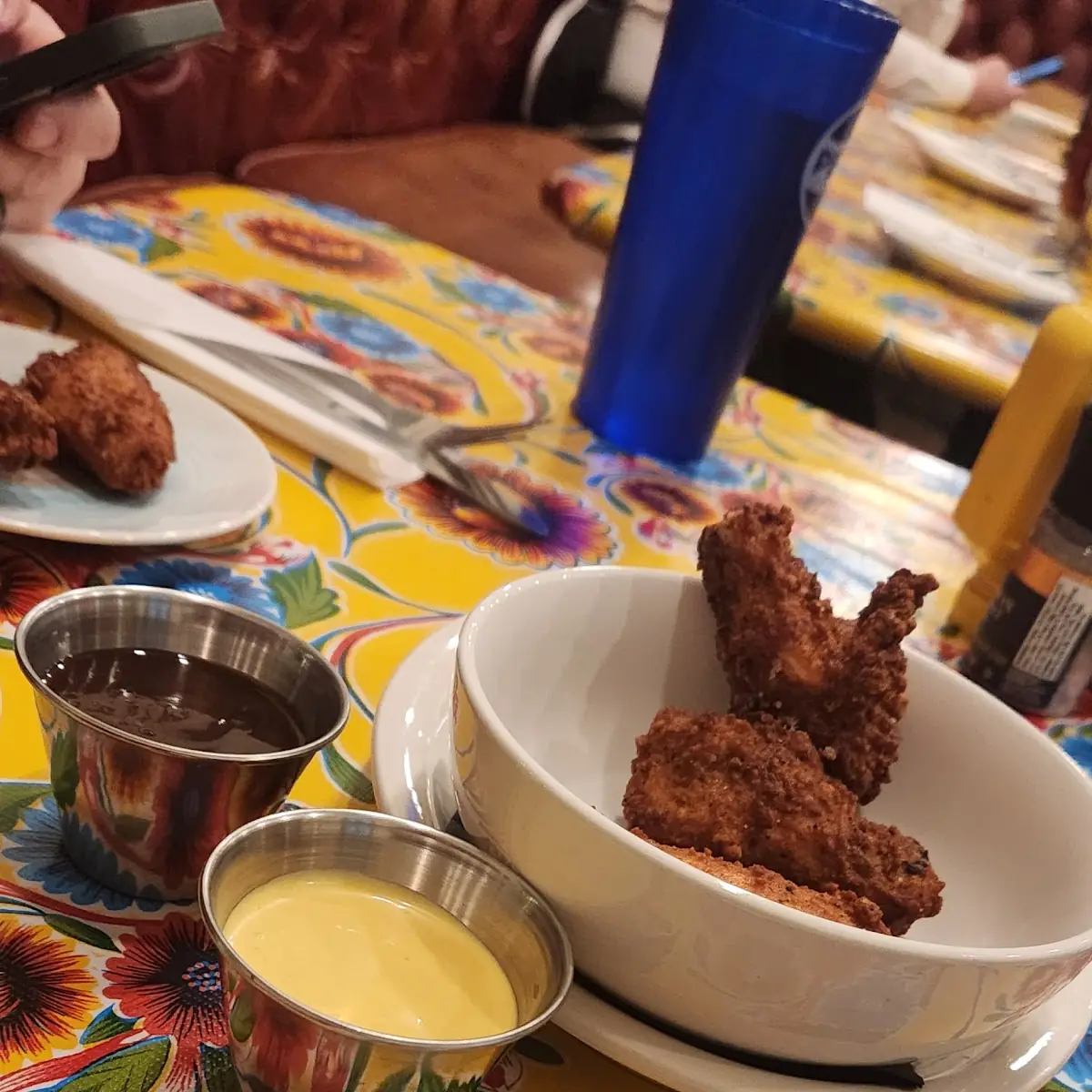 Chicken Wings with Honey Mustard & BBQ Sauce