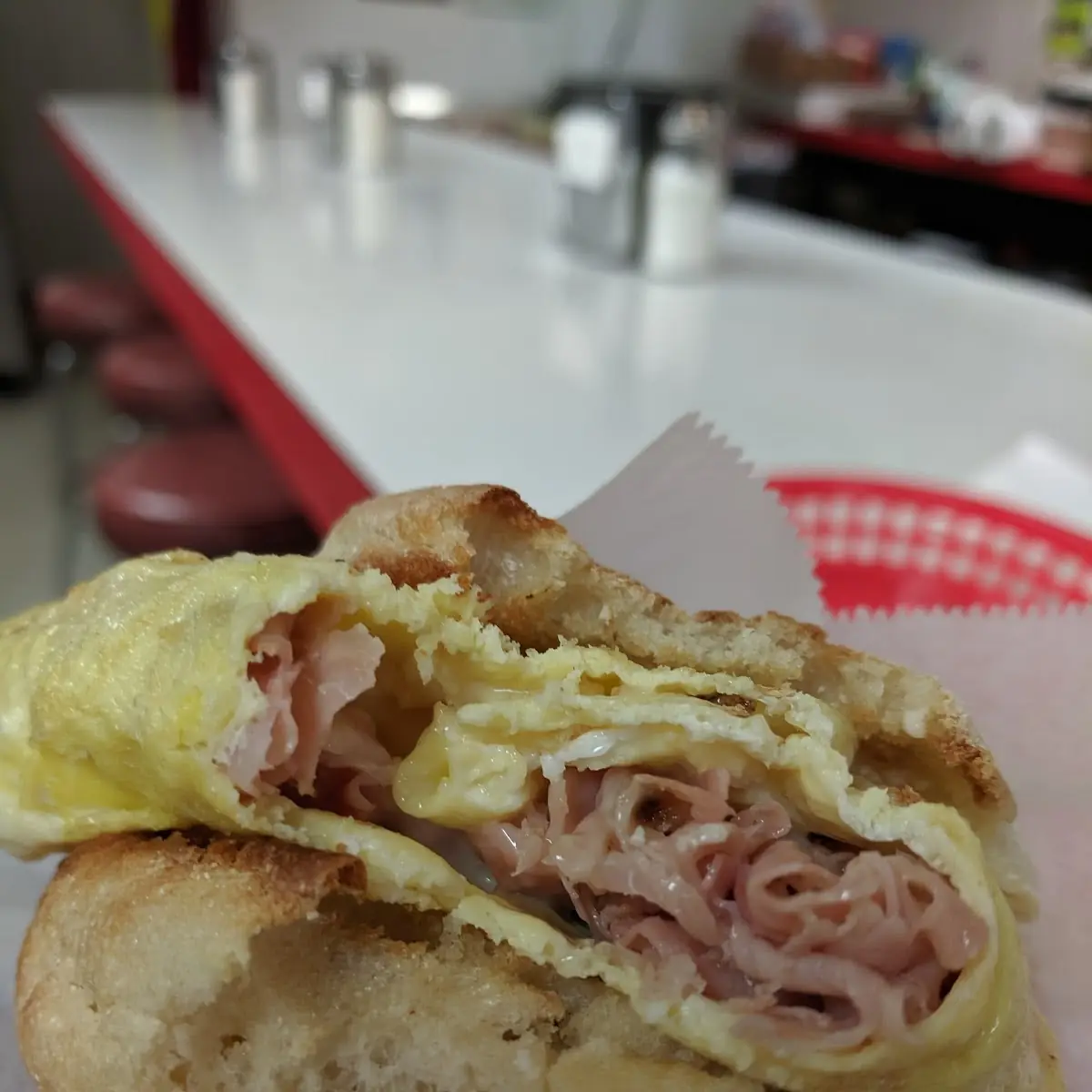 Ham and Scrambled Eggs Sandwich