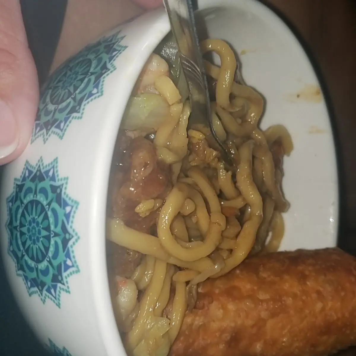Shrimp Low Mein with Egg Roll