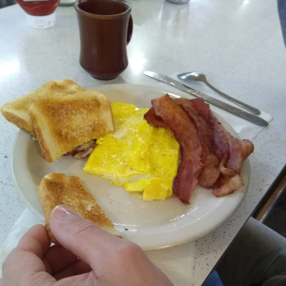Scrambled Eggs Bacon and Toast