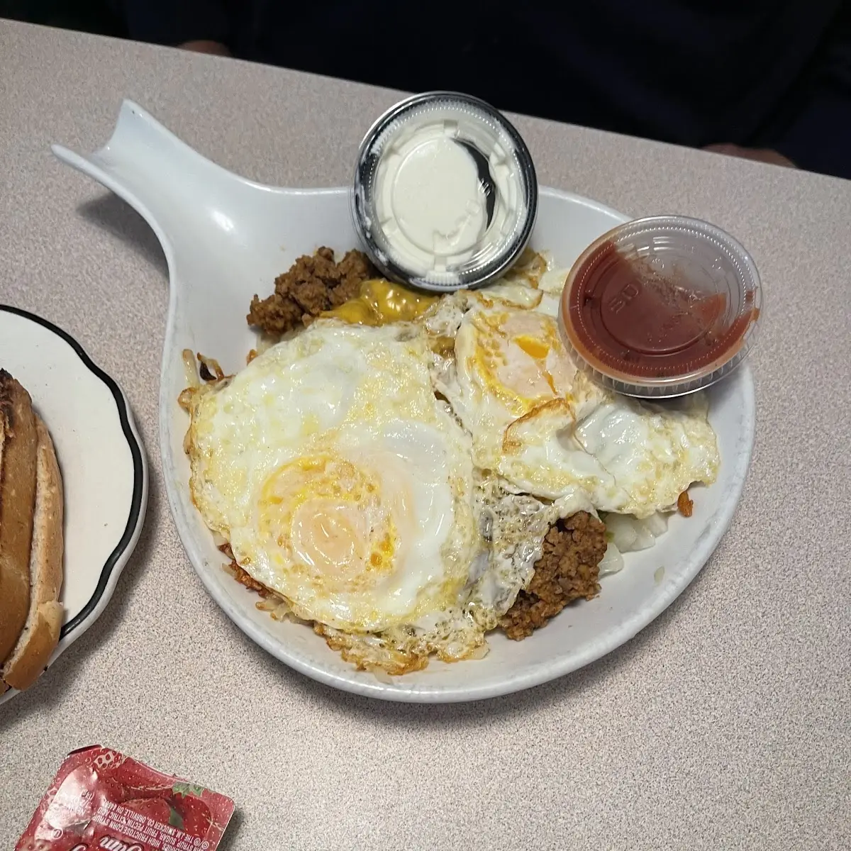 Mexican Skillet with 2 Eggs over Easy