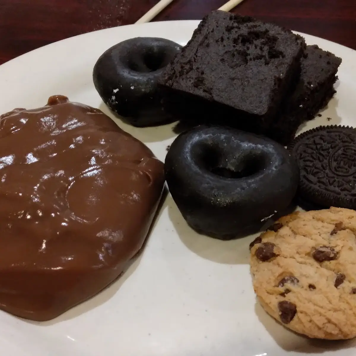 Chocolate Pudding Donuts Brownie Oreo and Chocolate Chip Cookie