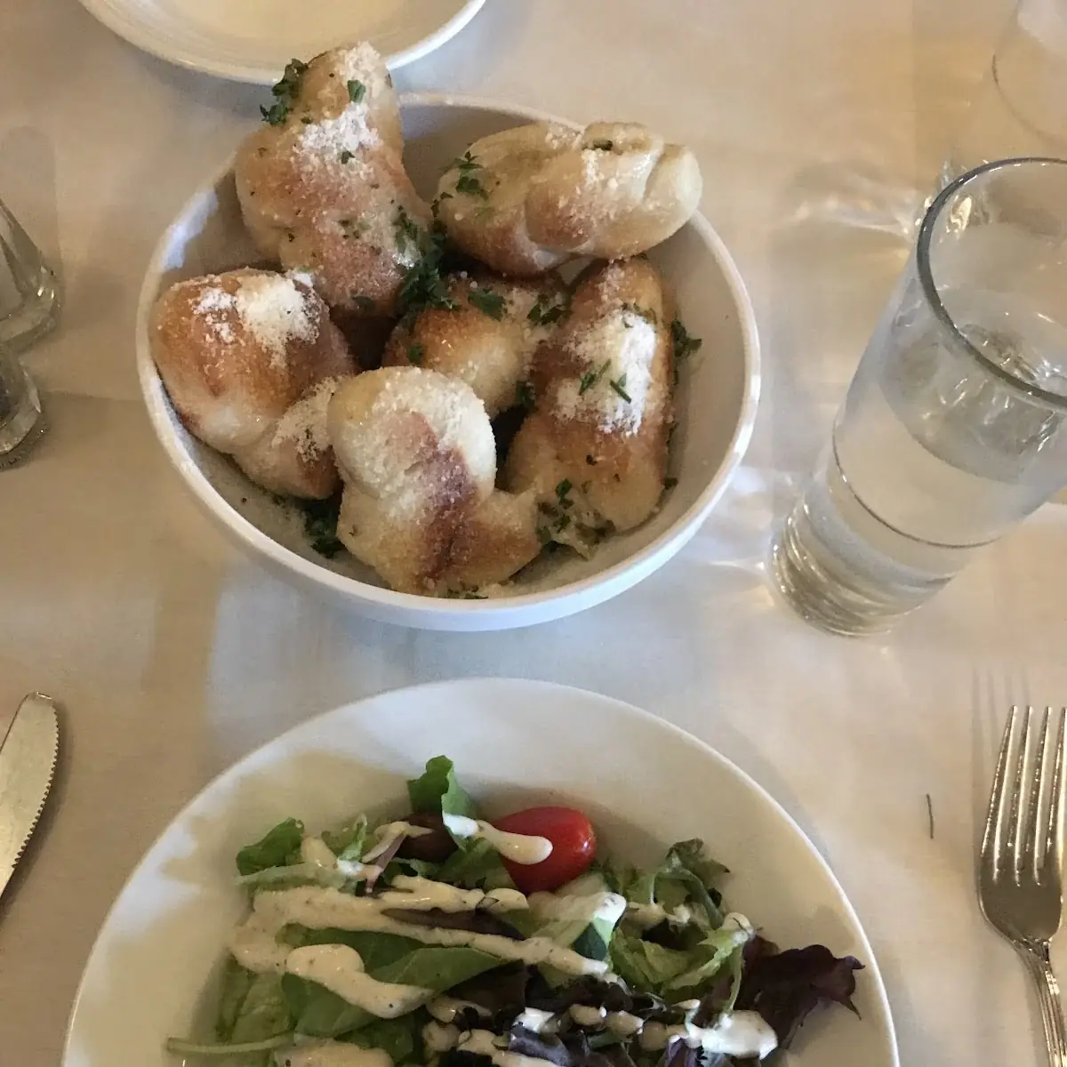 Salad and Garlic Knots