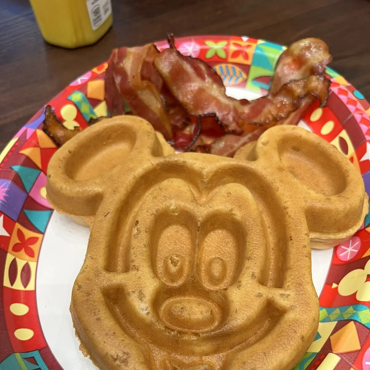 Mickey Waffles with Bacon Side