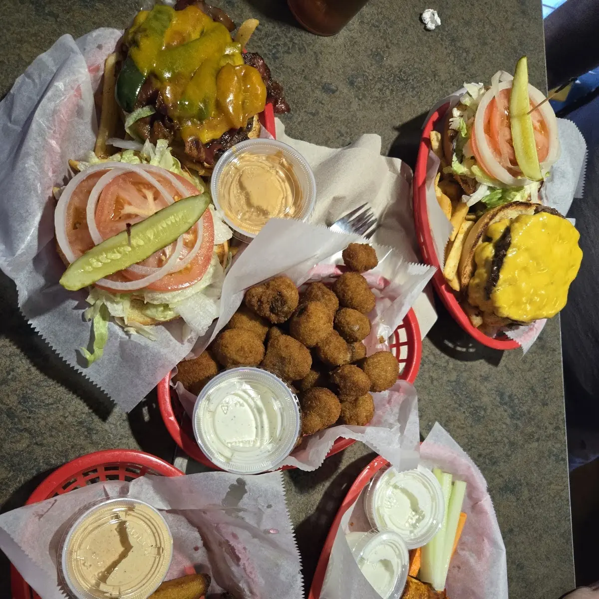 Wings Fried Mushrooms Fried Pickles Cobra Burger