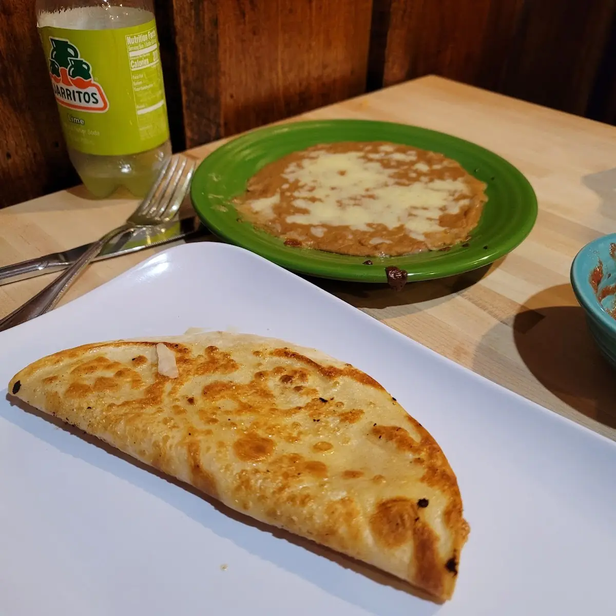 Quesadilla and Refried Beans