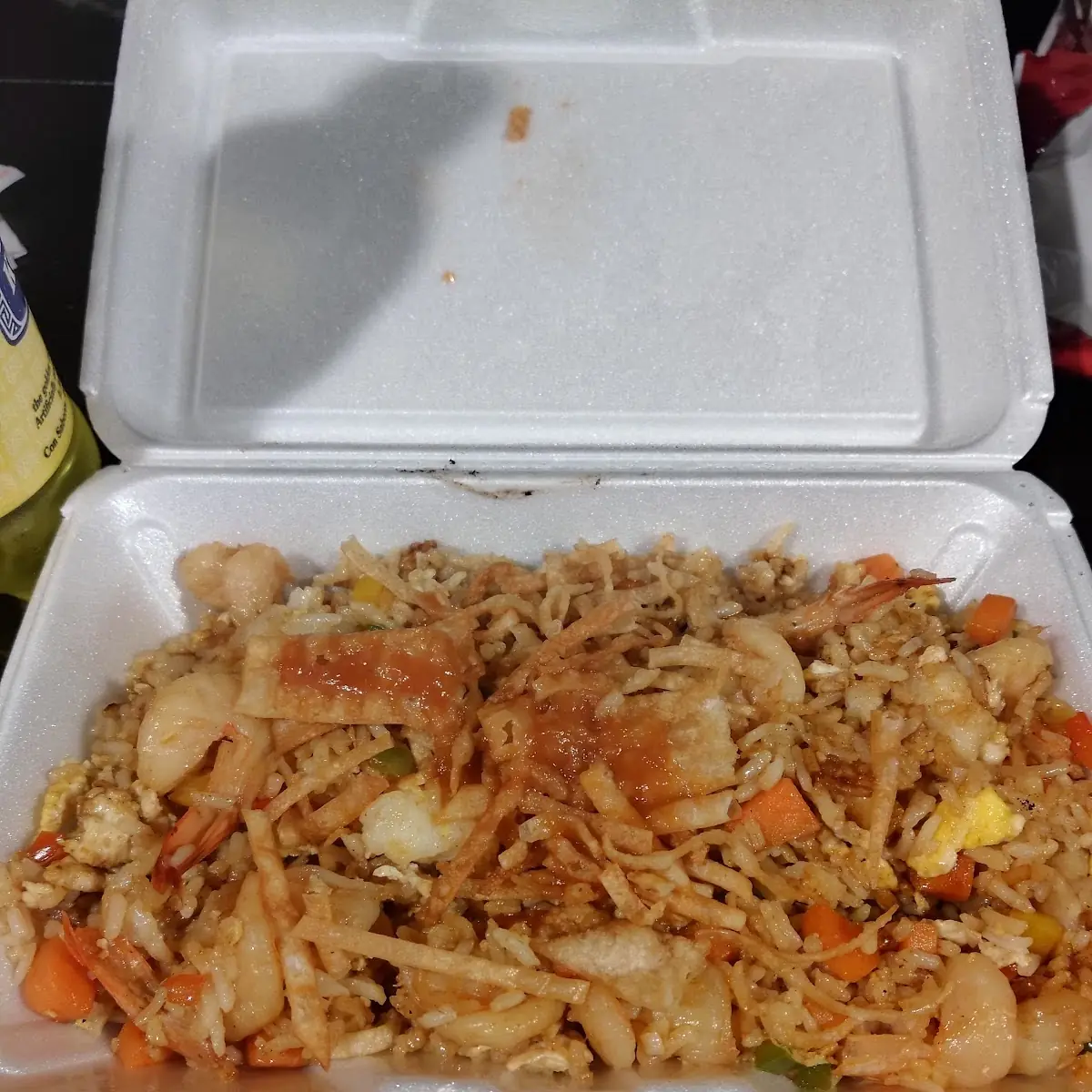 Inca Cola and Shrimp Fried Rice