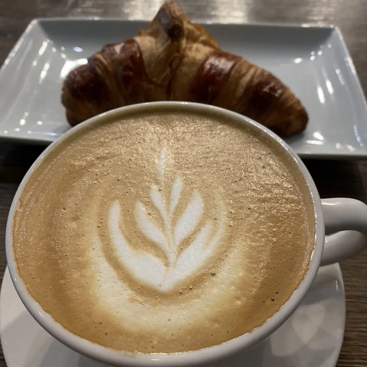 Cappuccino and Ham Egg Croissant