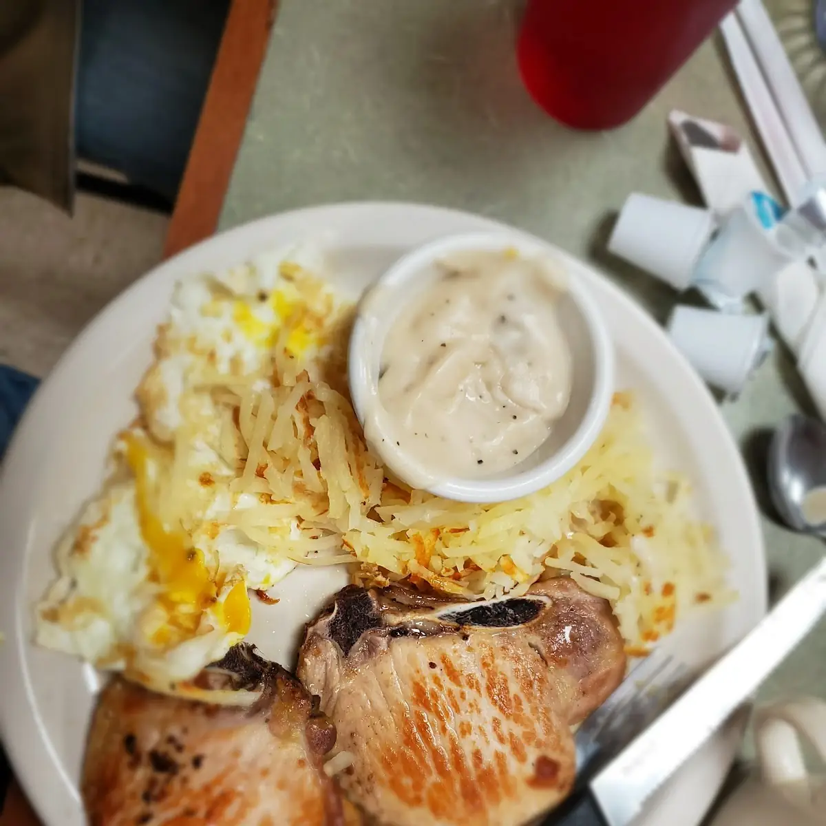 Pork Chops Eggs and Hashbrowns