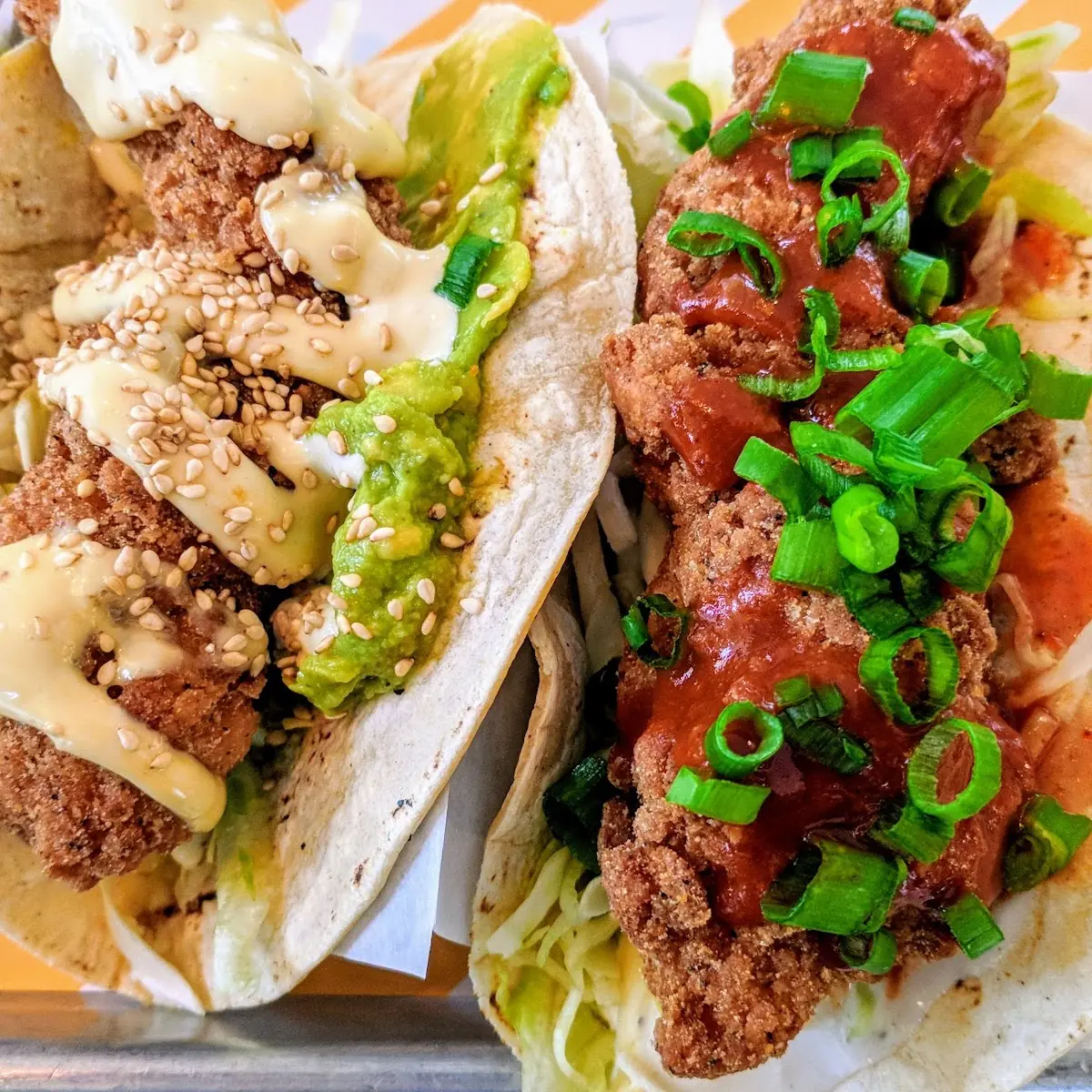 California Roll Left Buffalo Blue Right Taco