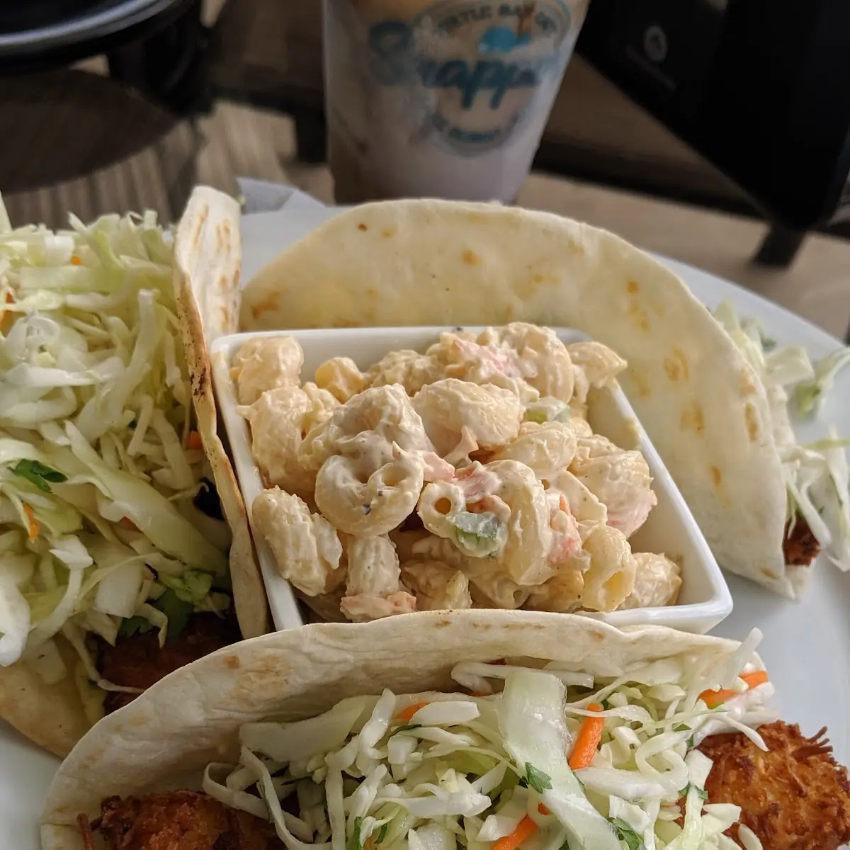 Fish Tacos with Mac and Cheese