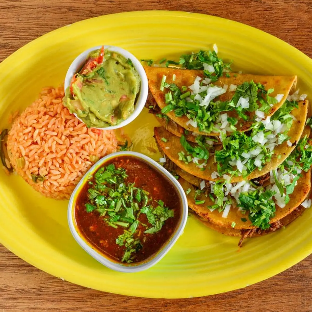 Two Beef Tacos Rice & Beans