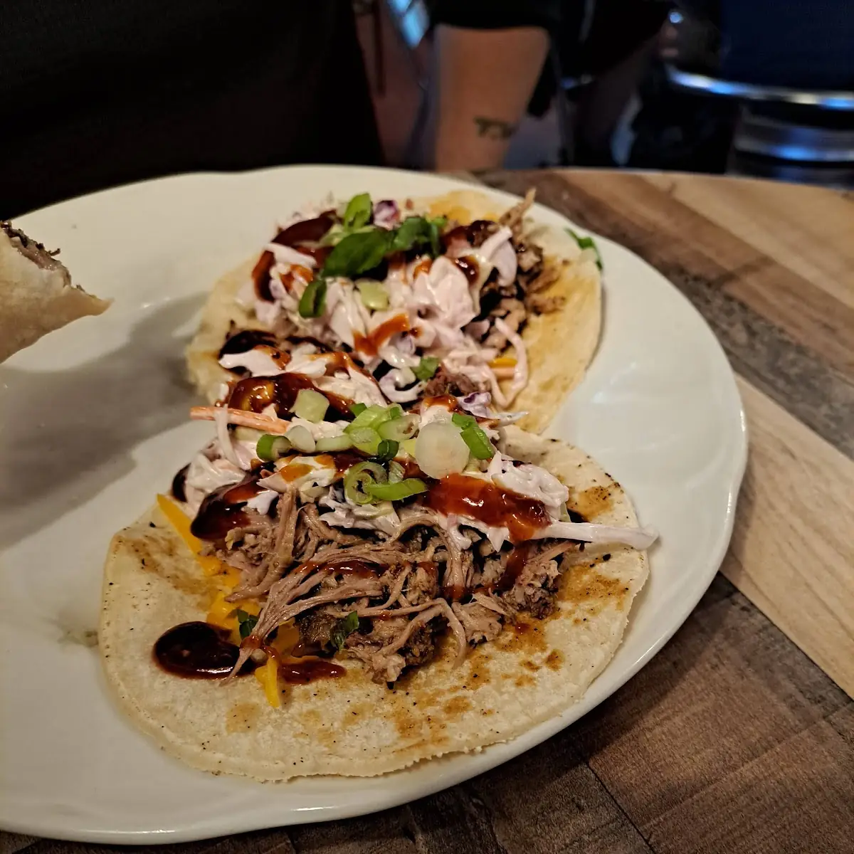 Pulled Pork Tacos w Slaw & Chipotle BBQ