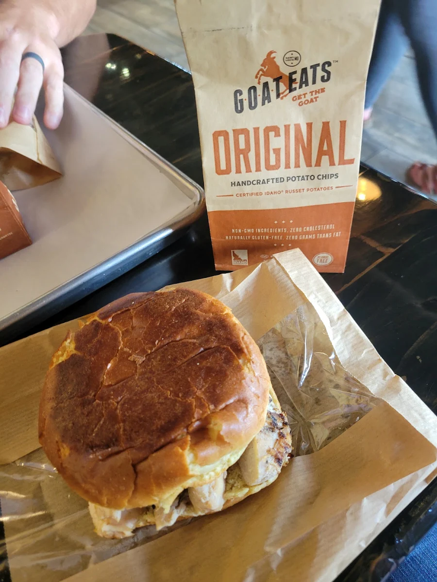 Chicken Bacon Cheese Sandwich and Chips