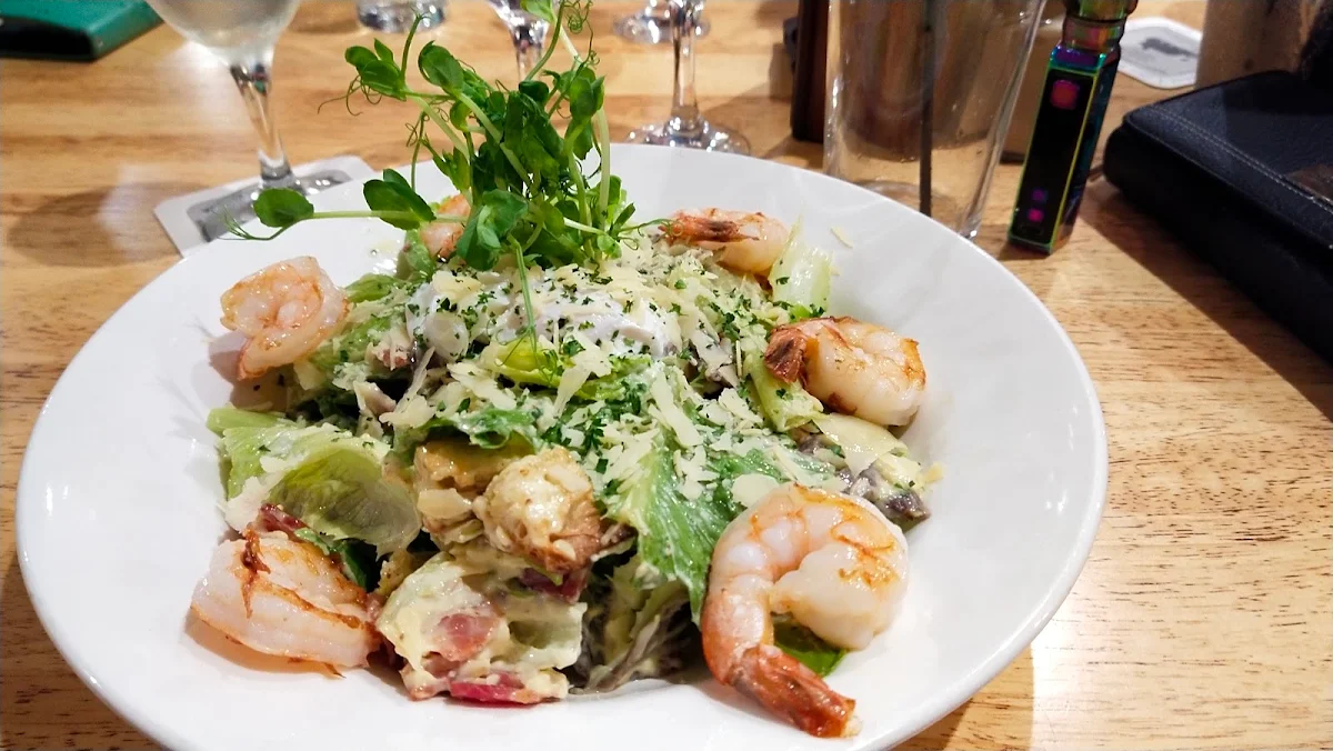 Caesar Salad with Grilled Prawns