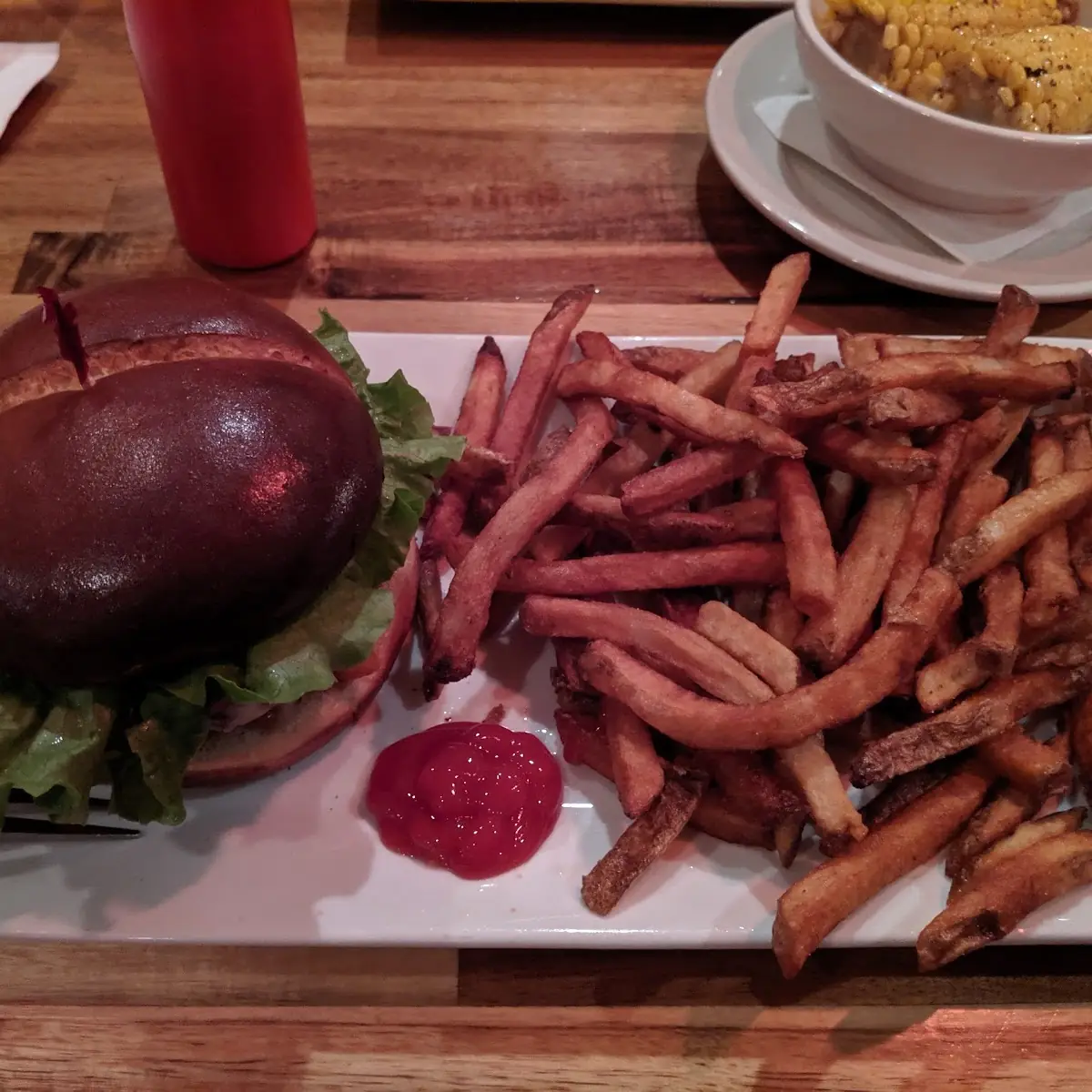 Burger and Fries with Garlic Aioli