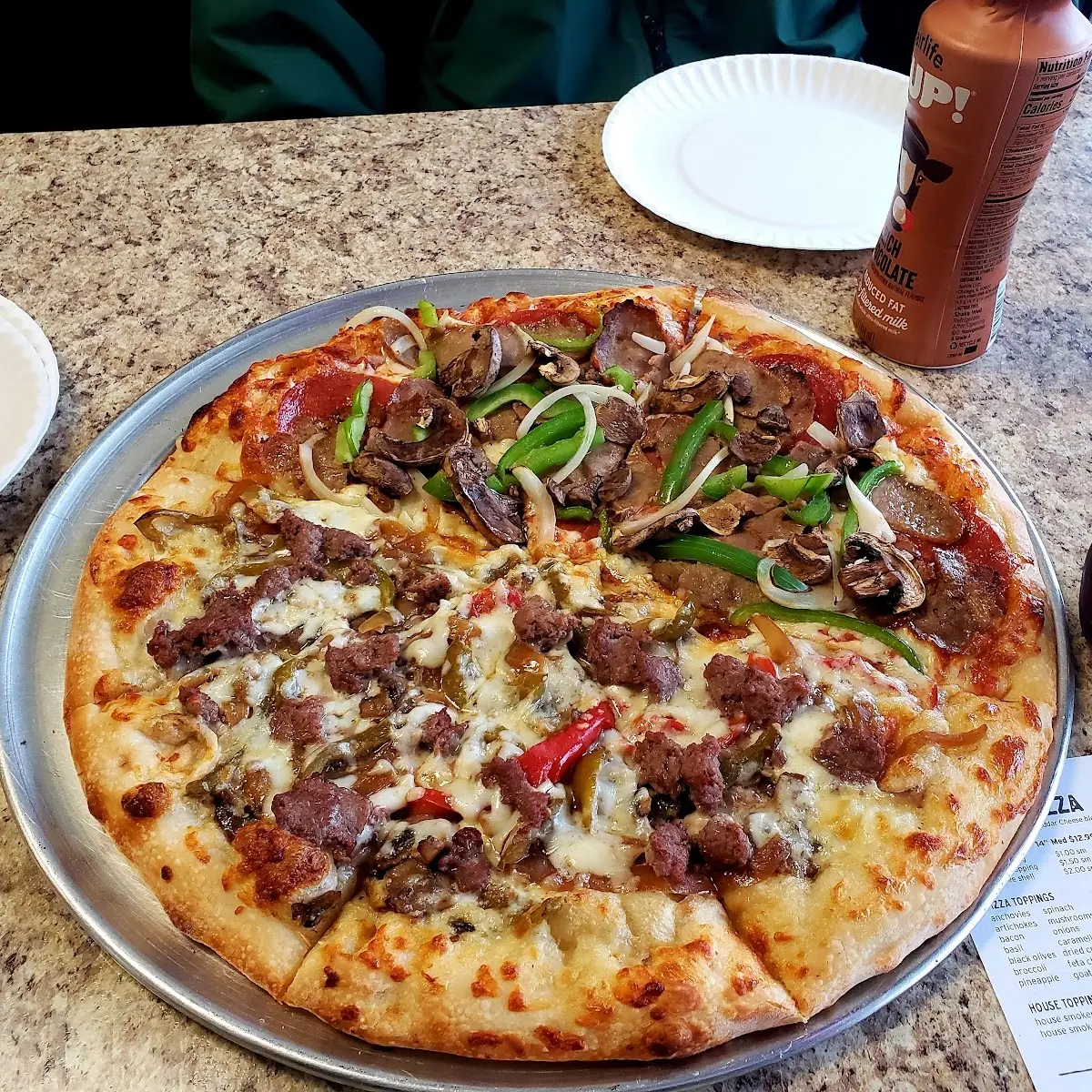 Works and Philly Cheese Steak Pizza