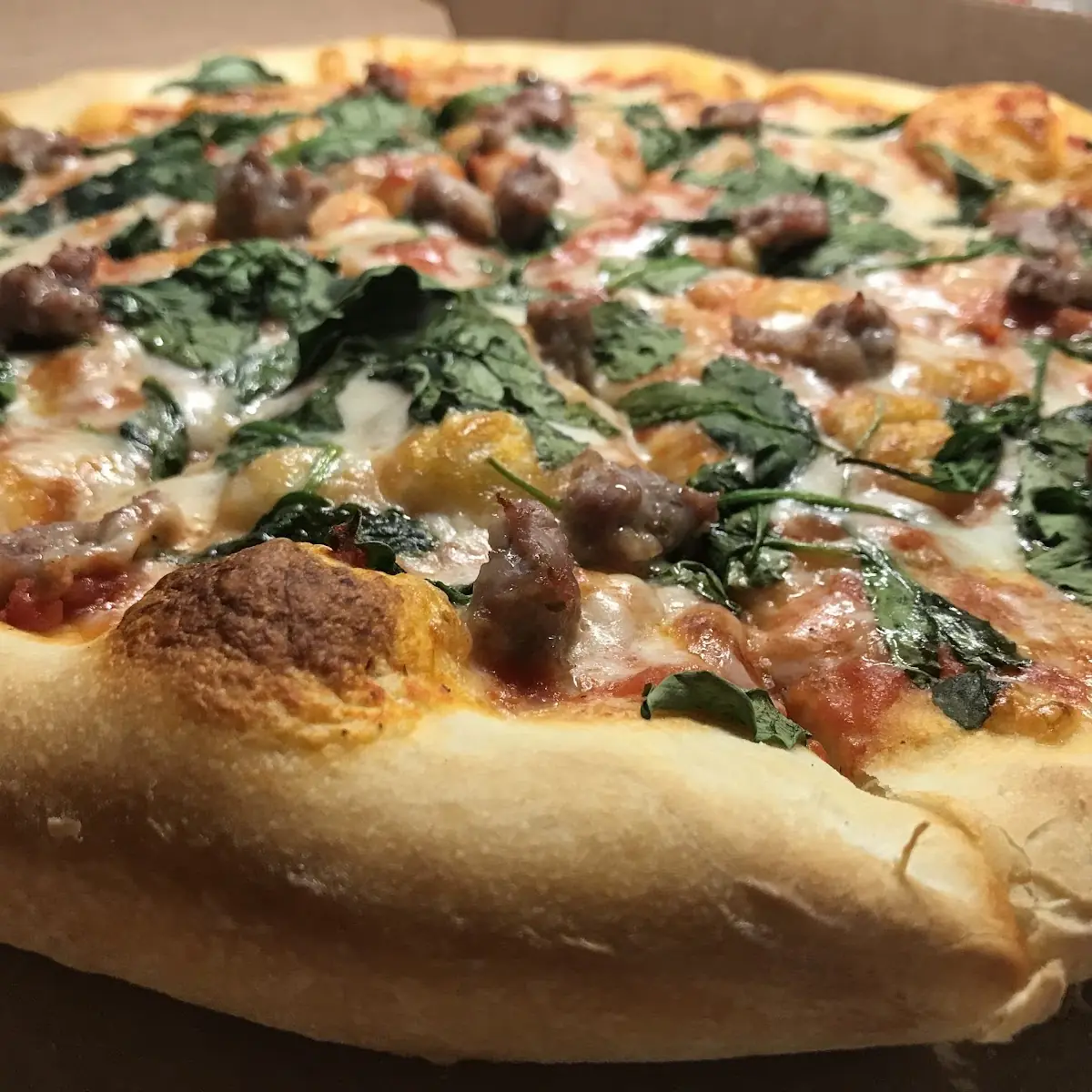 Spinach and Sausage Pizza