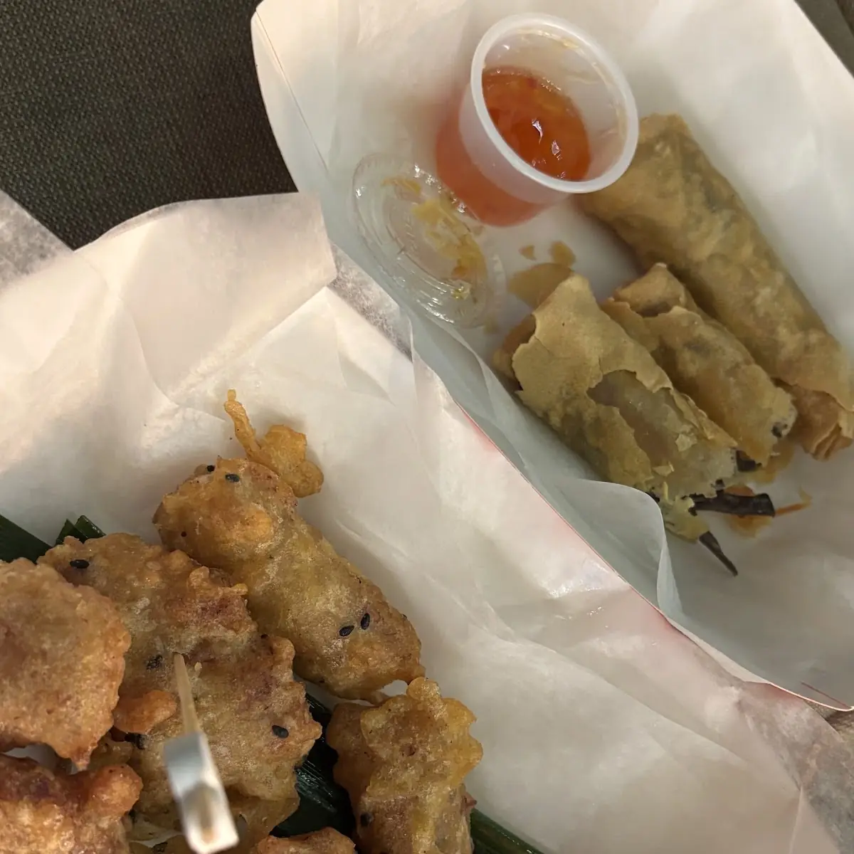 Fresh Fried Banana Nuggets and Egg Rolls