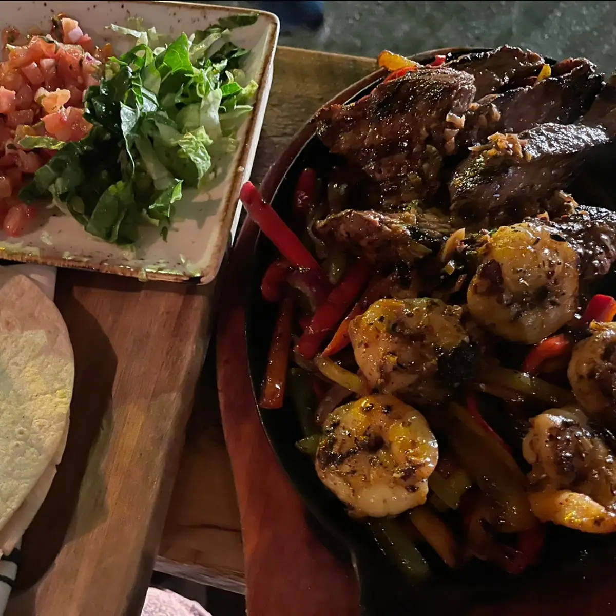 Shrimp and Steak Fajitas