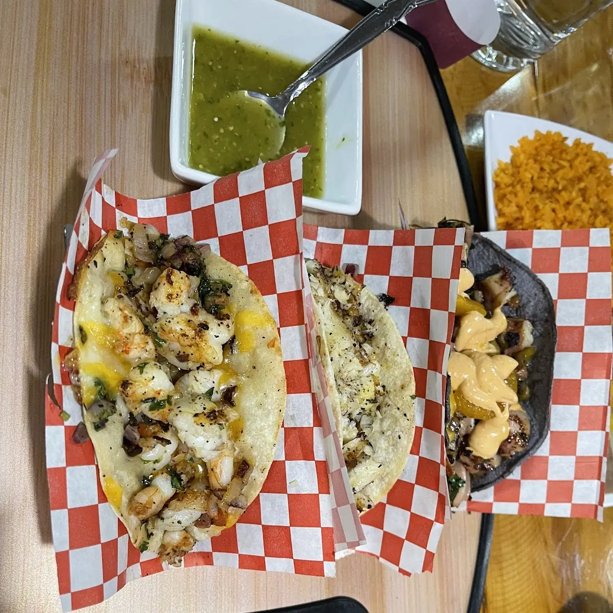2 Tacos with Rice and Beans