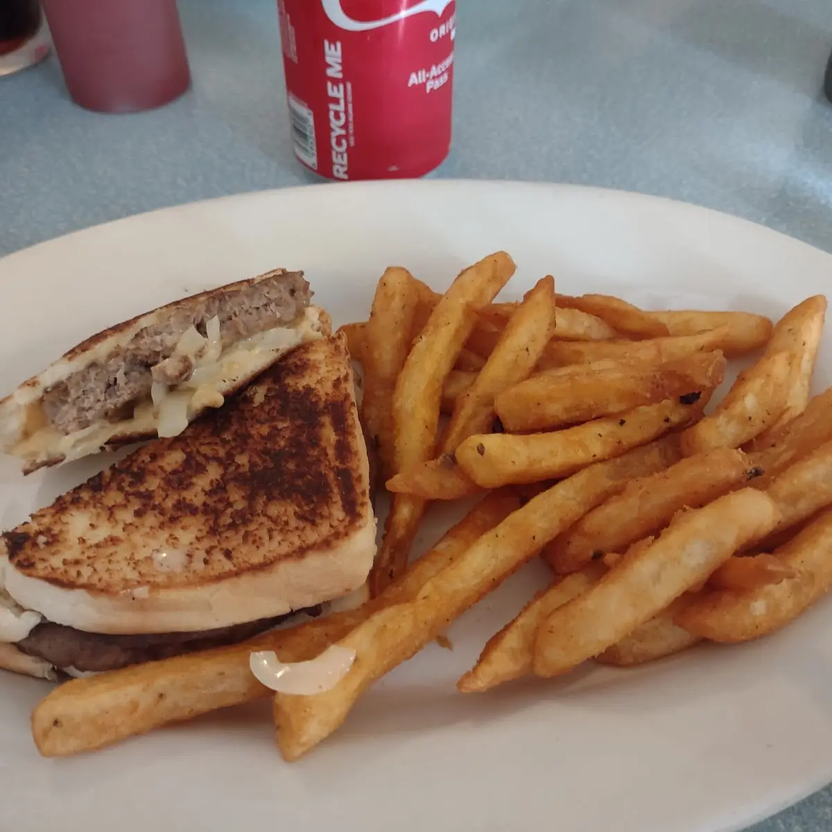 Patty Melt on White Bread