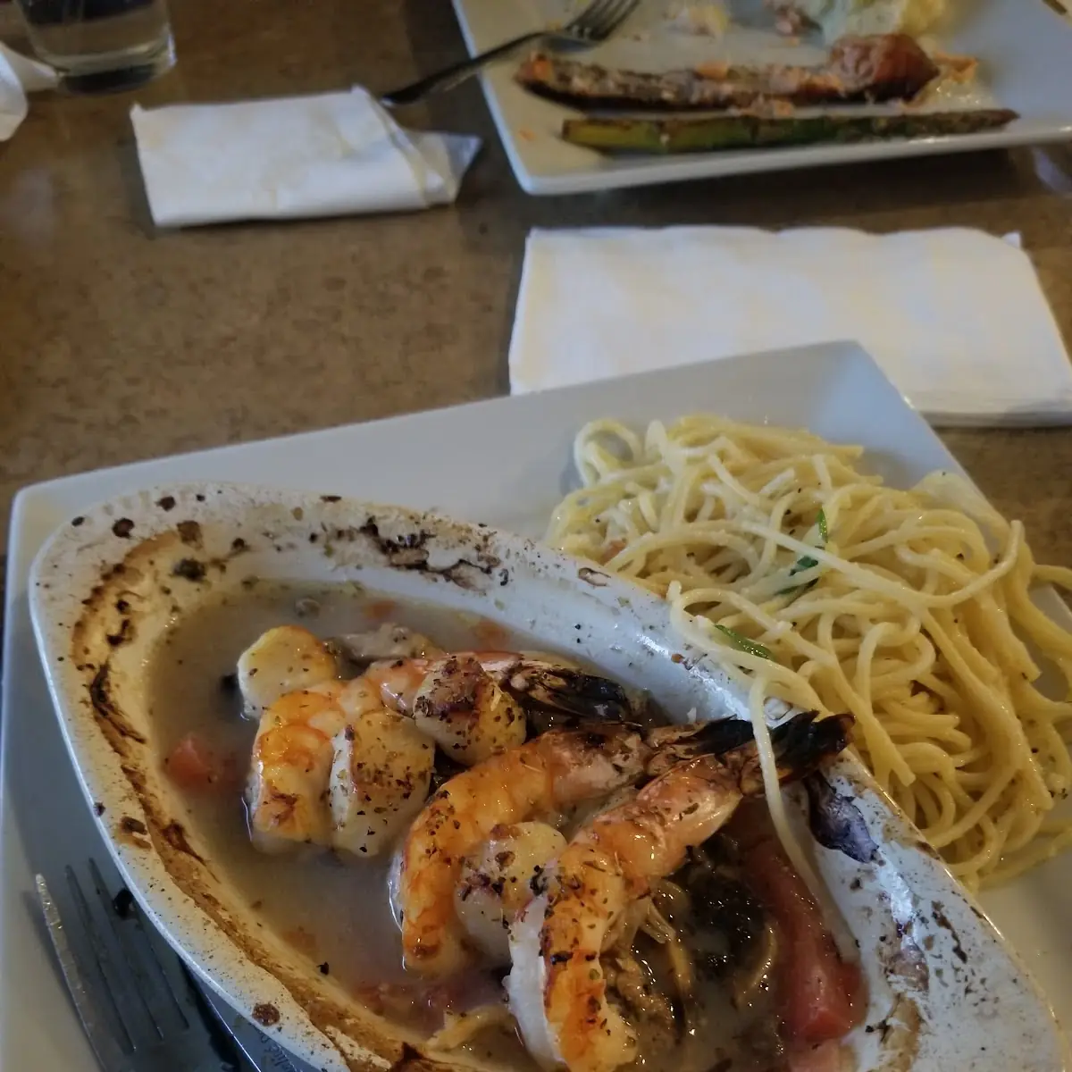 Broiled Scallops Shrimp with Pasta
