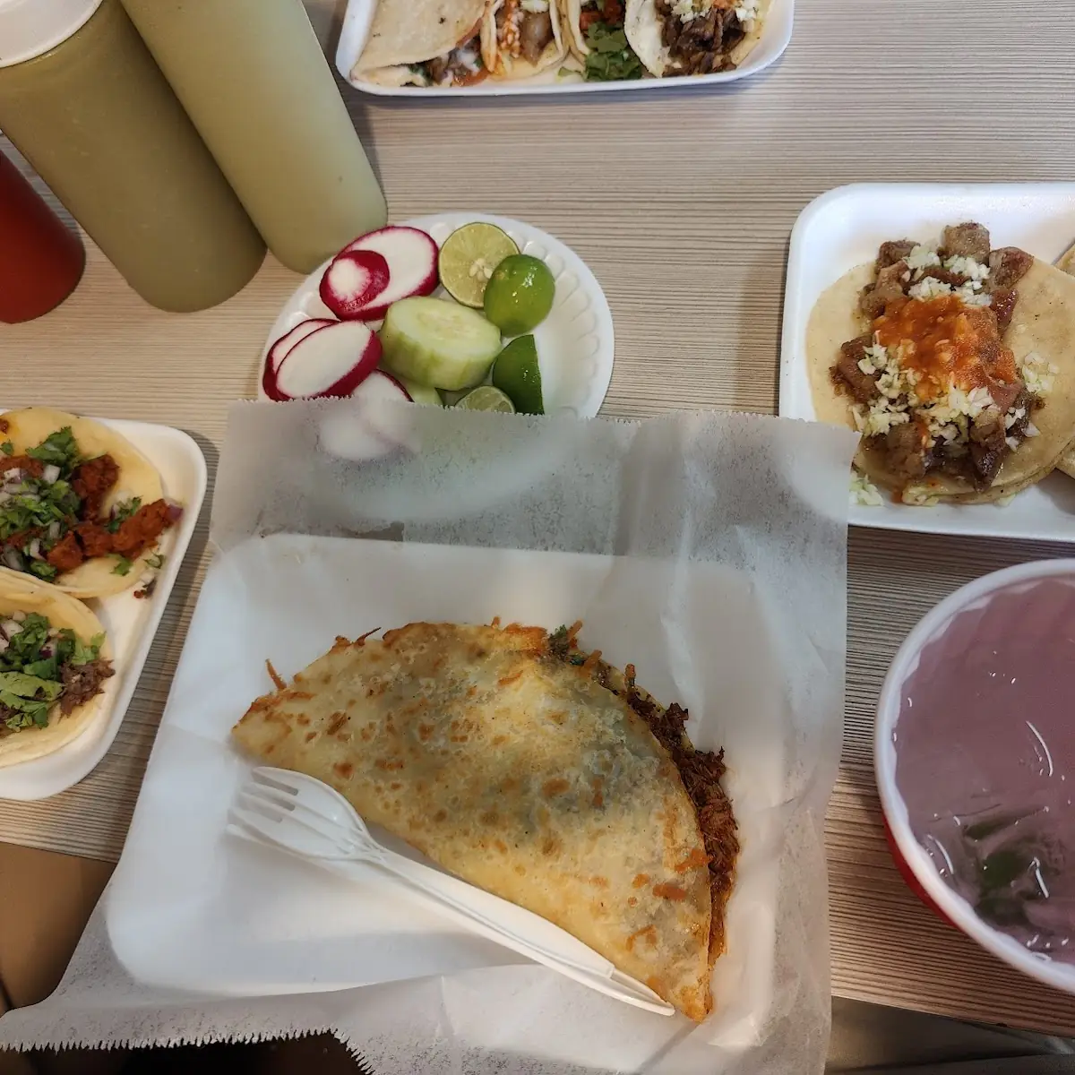 Hard Shell Tacos and Horchata Drink