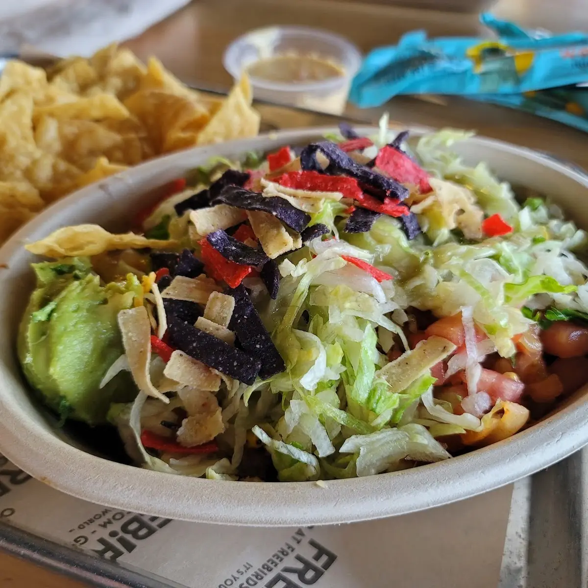 Burrito Bowl with Chips and Queso