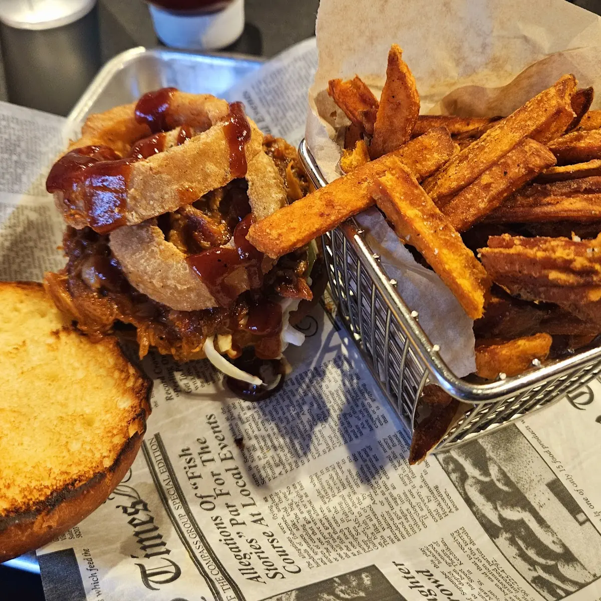 BBQ Pulled Pork Sandwich and Sweet Potato Fries