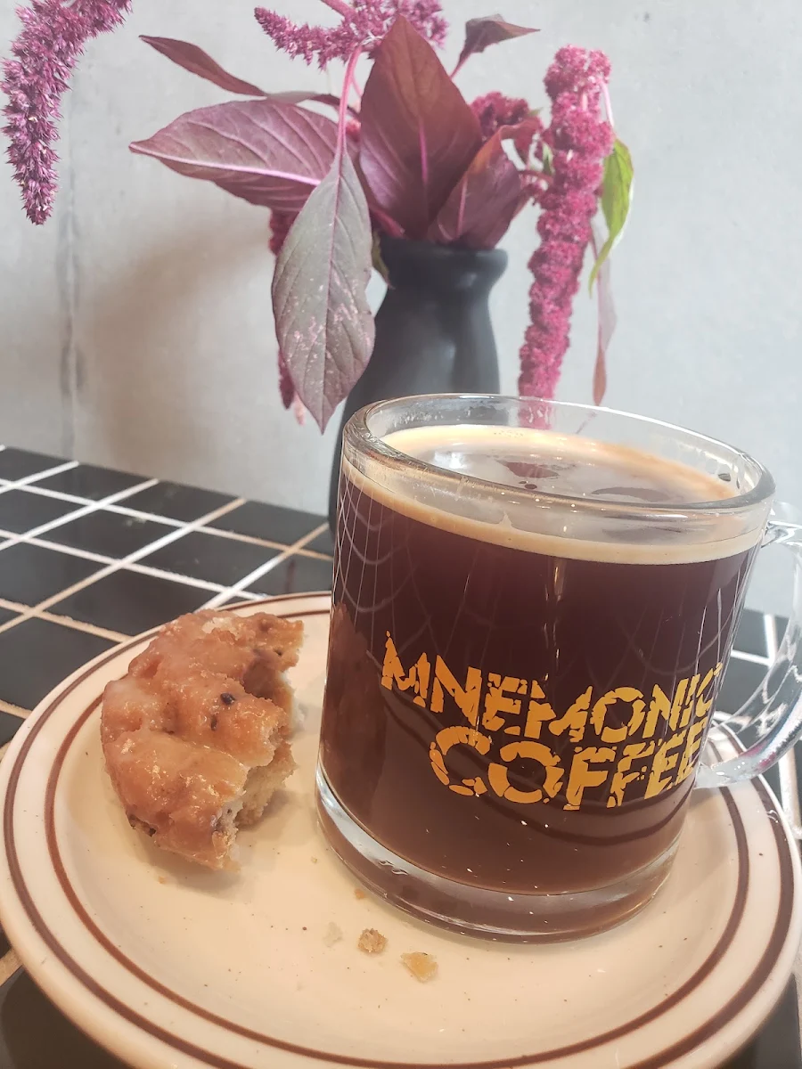 Blueberry Old Fashioned Donut & an Americano