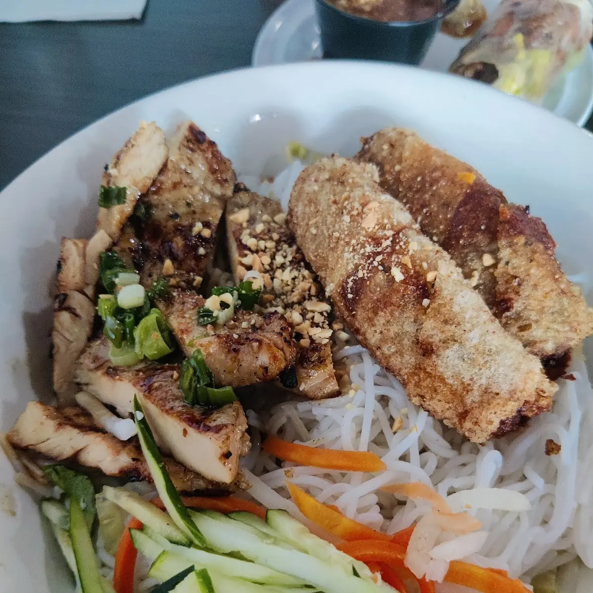 Chicken Vermicelli with Egg Roll