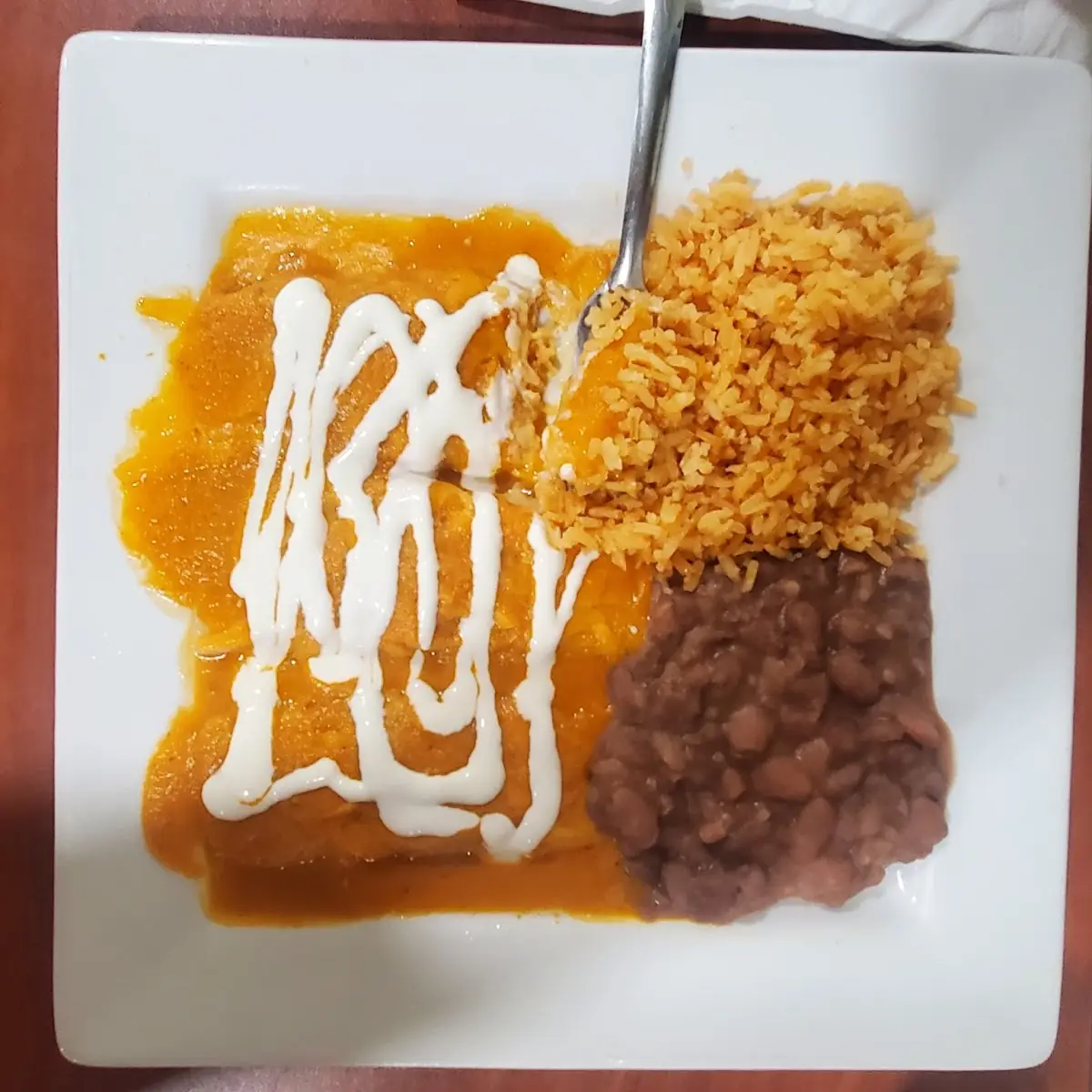Beef Enchiladas in Red Sauce Plate