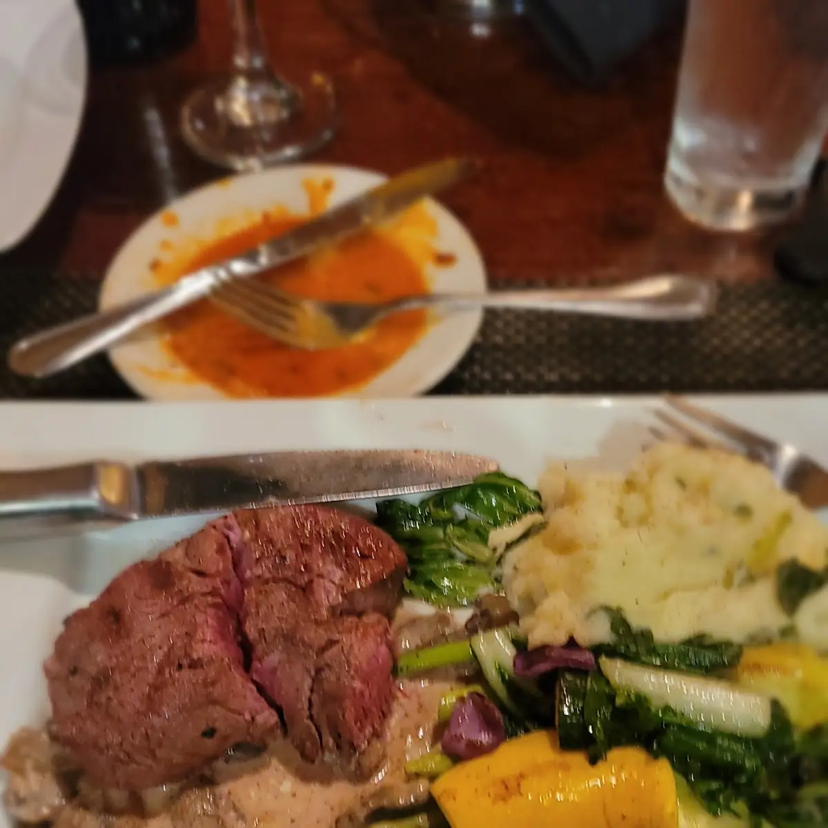 Filet Mignon with Mashed Potatoes and Mixed Vegetables