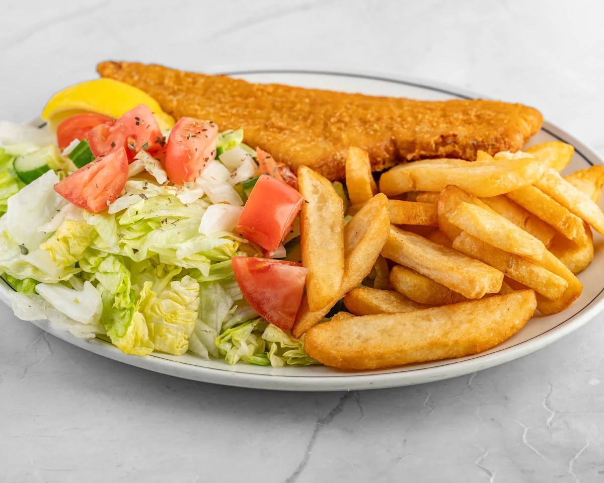 Deep Fried Haddock and Chips with Fresh Garden Salad