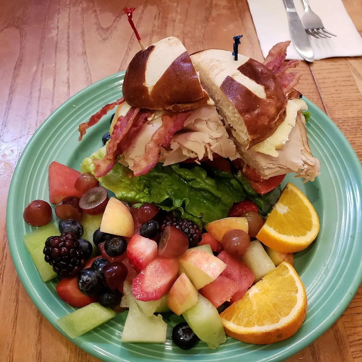 Turkey Bacon on Pretzel Bread