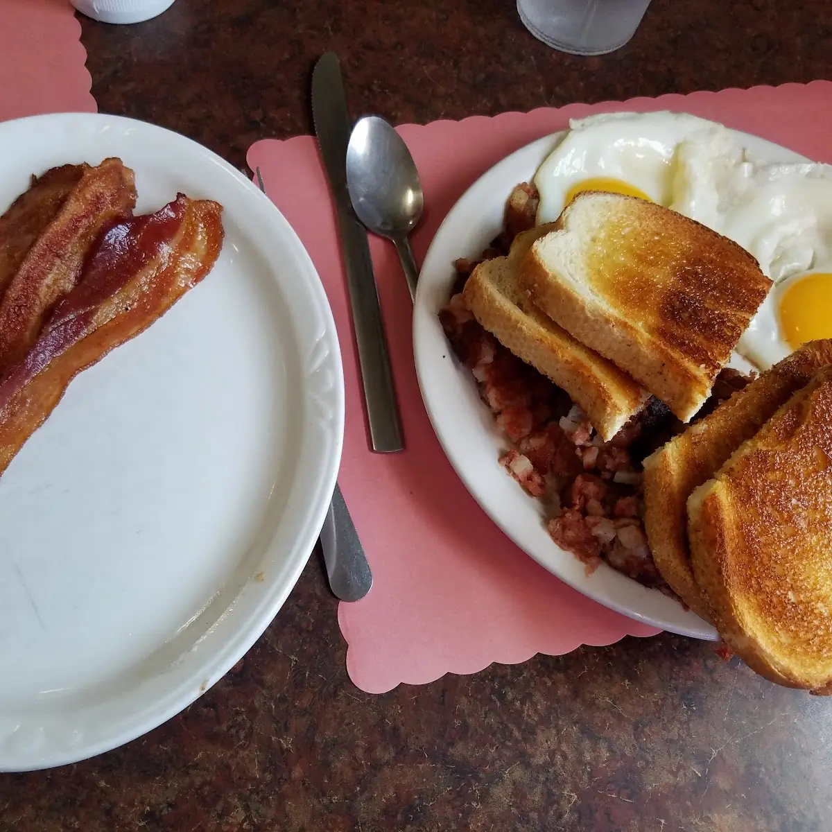 Corned Beef Hash Bacon and Eggs