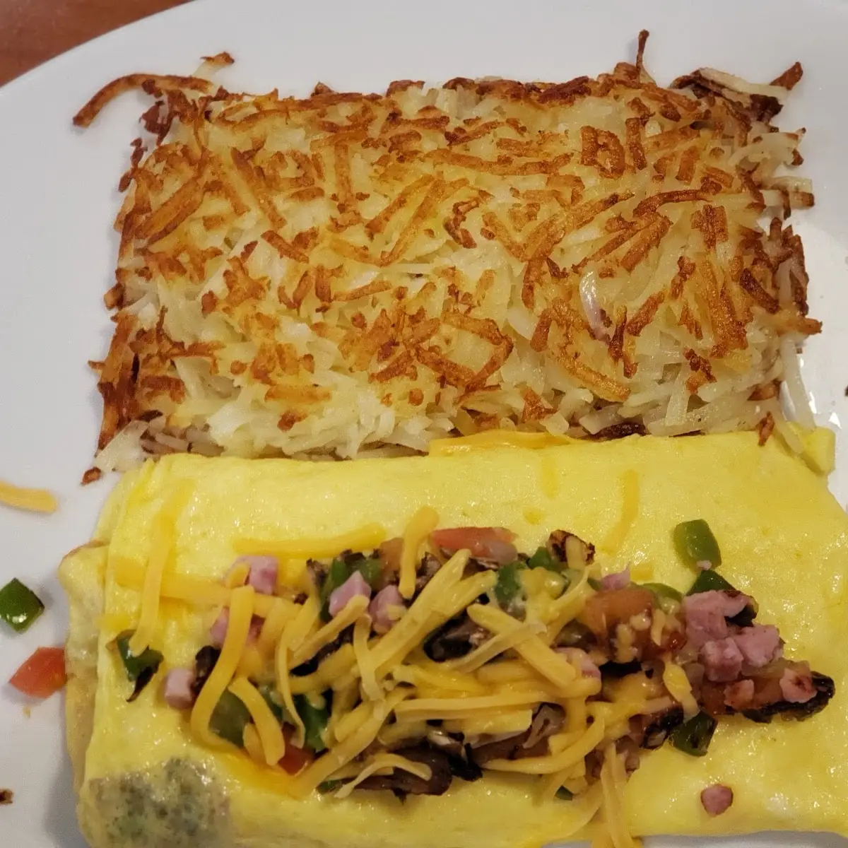 Omelette and Hash Browns